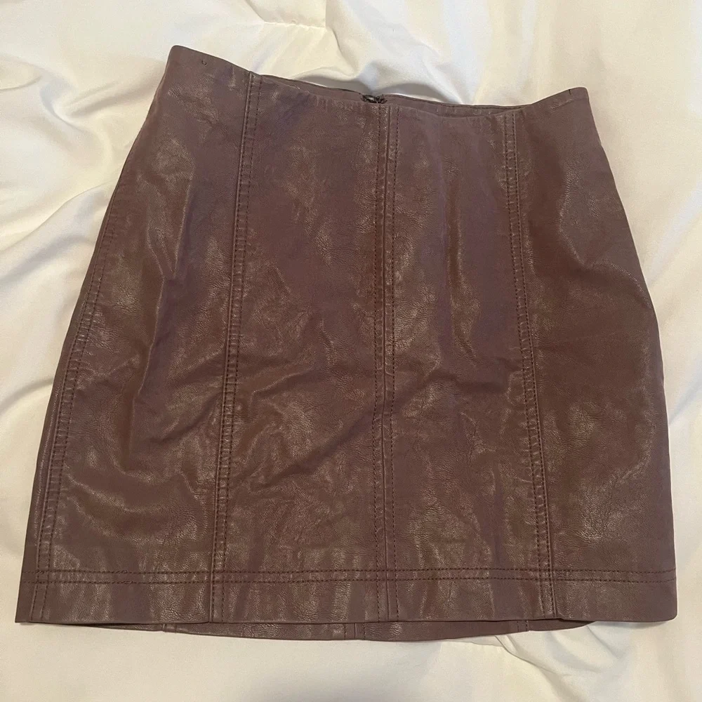Free People Modern Femme Faux Suede Mini Skirt Taupe Size 0